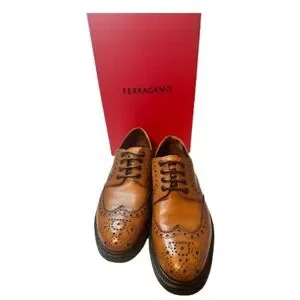 Ferragamo Men’s Leather Oxford Shoes ? Classic Wingtip Brown 8D Salvatore Ferragamo | Shoes | Ferragamo Mens Leather Oxford  main image 2
